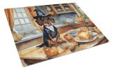 Dachshund Fall Kitchen Pumpkins Glass Cutting Board Decorative Tempered Glass Kitchen Cutting and Serving Board Large Size Chopping Board