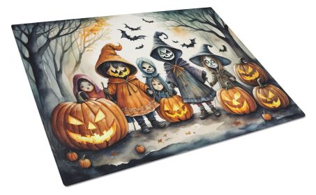 NEW Trick or Treaters Spooky Halloween Glass Cutting Board Decorative Tempered Glass Kitchen Cutting and Serving Board Large Size Chopping Board