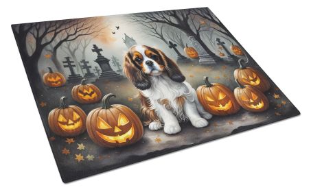 NEW Cavalier Spaniel Spooky Halloween Glass Cutting Board Decorative Tempered Glass Kitchen Cutting and Serving Board Large Size Chopping Board