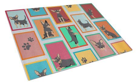 NEW Lots of Black and Tan Chihuahua Glass Cutting Board Decorative Tempered Glass Kitchen Cutting and Serving Board Large Size Chopping Board