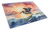 Pelican Fiery Sunset Glass Cutting Board Decorative Tempered Glass Kitchen Cutting and Serving Board Large Size Chopping Board