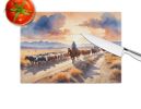 Cattle Drive at Sunset Glass Cutting Board Decorative Tempered Glass Kitchen Cutting and Serving Board Large Size Chopping Board