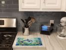 Spring Dolphin Glass Cutting Board Decorative Tempered Glass Kitchen Cutting and Serving Board Large Size Chopping Board