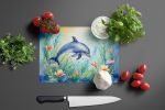 Spring Dolphin Glass Cutting Board Decorative Tempered Glass Kitchen Cutting and Serving Board Large Size Chopping Board