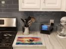 Pelican Fiery Sunset Glass Cutting Board Decorative Tempered Glass Kitchen Cutting and Serving Board Large Size Chopping Board