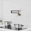 304 stainless steel Wall-Mounted Potfiller modern 360-degree rotating kitchen faucet in Black + Brushed Gold