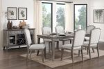Classic Kitchen Dining Chairs Set of 2 Chenille Fabric Upholstered Seat and Back Brown Gray Finish Wooden Furniture Traditional Dining