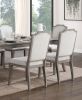 Classic Kitchen Dining Chairs Set of 2 Chenille Fabric Upholstered Seat and Back Brown Gray Finish Wooden Furniture Traditional Dining