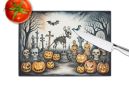 NEW Pet Cemetery Spooky Halloween Glass Cutting Board Decorative Tempered Glass Kitchen Cutting and Serving Board Large Size Chopping Board