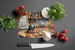 Dachshund Fall Kitchen Pumpkins Glass Cutting Board Decorative Tempered Glass Kitchen Cutting and Serving Board Large Size Chopping Board