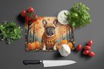 NEW Fawn French Bulldog Fall Glass Cutting Board Decorative Tempered Glass Kitchen Cutting and Serving Board Large Size Chopping Board