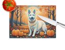 NEW White German Shepherd Fall Glass Cutting Board Decorative Tempered Glass Kitchen Cutting and Serving Board Large Size Chopping Board