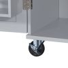 K&K Rolling Kitchen Island with Storage, Kitchen Cart with Rubber Wood Top, 3 Drawer, 2 Slide-Out Shelf and Internal Storage Rack