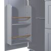 K&K Rolling Kitchen Island with Storage, Kitchen Cart with Rubber Wood Top, 3 Drawer, 2 Slide-Out Shelf and Internal Storage Rack