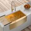 33 Gold Farmhouse Sink - 33 Inch Kitchen Sink Stainless Steel 16 gauge Apron Front Kitchen Sink