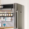 2Pcs Magnetic Spice Racks for Refrigerator With Paper Towel Holder Hooks Kitchen Space-Saving Foldable Fridge Magnet Organizer For Oven Microwave Wash