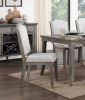 Classic Kitchen Dining Chairs Set of 2 Chenille Fabric Upholstered Seat and Back Brown Gray Finish Wooden Furniture Traditional Dining