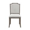 Classic Kitchen Dining Chairs Set of 2 Chenille Fabric Upholstered Seat and Back Brown Gray Finish Wooden Furniture Traditional Dining