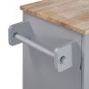 K&K Rolling Kitchen Island with Storage, Kitchen Cart with Rubber Wood Top, 3 Drawer, 2 Slide-Out Shelf and Internal Storage Rack