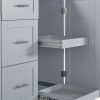 K&K Rolling Kitchen Island with Storage, Kitchen Cart with Rubber Wood Top, 3 Drawer, 2 Slide-Out Shelf and Internal Storage Rack