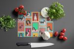 NEW Lots of Black and White English Springer Spaniel Glass Cutting Board Decorative Tempered Glass Kitchen Cutting and Serving Board Large Size Choppi
