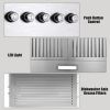 Range Hood 36 Inch;  Wall Mount Vent Hood in Stainless Steel with Ducted/Ductless Convertible Duct;  3 Speed Exhaust Fan;  Energy Saving LED Light;  P
