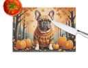 NEW Fawn French Bulldog Fall Glass Cutting Board Decorative Tempered Glass Kitchen Cutting and Serving Board Large Size Chopping Board