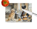 Golden Retriever Fall Kitchen Pumpkins Glass Cutting Board Decorative Tempered Glass Kitchen Cutting and Serving Board Large Size Chopping Board