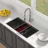 33inch Undermount Gunmetal Black Single Bowl Workstation Stainless Steel Kitchen Sink  With Bottom Grid, Basket Drain, Roll-Up Drying Rack