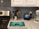 Manatee in a Crystal-Clear Spring Glass Cutting Board Decorative Tempered Glass Kitchen Cutting and Serving Board Large Size Chopping Board