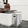 13 Gallon 50L Kitchen Foot Pedal Operated Soft Close Trash Can - Stainless Steel Rectangular Bustbin with 30 Garbage Bags - Silver