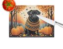 NEW Black Pug Fall Glass Cutting Board Decorative Tempered Glass Kitchen Cutting and Serving Board Large Size Chopping Board