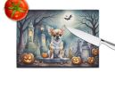 NEW Chihuahua Spooky Halloween Glass Cutting Board Decorative Tempered Glass Kitchen Cutting and Serving Board Large Size Chopping Board