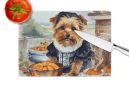 Norfolk Terrier Fall Kitchen Pumpkins Glass Cutting Board Decorative Tempered Glass Kitchen Cutting and Serving Board Large Size Chopping Board