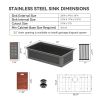 33inch Undermount Gunmetal Black Single Bowl Workstation Stainless Steel Kitchen Sink  With Bottom Grid, Basket Drain, Roll-Up Drying Rack