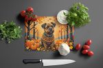 NEW Border Terrier Fall Glass Cutting Board Decorative Tempered Glass Kitchen Cutting and Serving Board Large Size Chopping Board