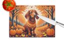 NEW Dachshund Fall Glass Cutting Board Decorative Tempered Glass Kitchen Cutting and Serving Board Large Size Chopping Board