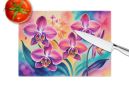 Orchids in Color Glass Cutting Board Decorative Tempered Glass Kitchen Cutting and Serving Board Large Size Chopping Board