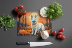 NEW White German Shepherd Fall Glass Cutting Board Decorative Tempered Glass Kitchen Cutting and Serving Board Large Size Chopping Board