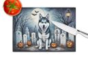 NEW Siberian Husky Spooky Halloween Glass Cutting Board Decorative Tempered Glass Kitchen Cutting and Serving Board Large Size Chopping Board