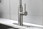 Single Handle High Arc Pull Out Kitchen Faucet,Single Level Stainless Steel Kitchen Sink Faucets with Pull Down Sprayer