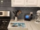 Gulls Scavenging Glass Cutting Board Decorative Tempered Glass Kitchen Cutting and Serving Board Large Size Chopping Board