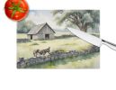 Donkey by the Stone Wall Glass Cutting Board Decorative Tempered Glass Kitchen Cutting and Serving Board Large Size Chopping Board