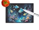 Bioluminescent Fish Glass Cutting Board Decorative Tempered Glass Kitchen Cutting and Serving Board Large Size Chopping Board