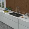 Double Bowl Drop in Sink- 33"x22" Gunmetal Black Double Bowl Kitchen Sink 16 Gauge with Two 10" Deep Basin