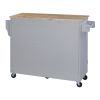 K&K Rolling Kitchen Island with Storage, Kitchen Cart with Rubber Wood Top, 3 Drawer, 2 Slide-Out Shelf and Internal Storage Rack