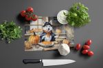 NEW Siberian Husky Fall Kitchen Pumpkins Glass Cutting Board Decorative Tempered Glass Kitchen Cutting and Serving Board Large Size Chopping Board