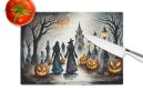 NEW Vampires Spooky Halloween Glass Cutting Board Decorative Tempered Glass Kitchen Cutting and Serving Board Large Size Chopping Board
