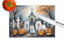 NEW American Eskimo Spooky Halloween Glass Cutting Board Decorative Tempered Glass Kitchen Cutting and Serving Board Large Size Chopping Board