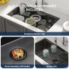 33inch Undermount Gunmetal Black Single Bowl Workstation Stainless Steel Kitchen Sink  With Bottom Grid, Basket Drain, Roll-Up Drying Rack